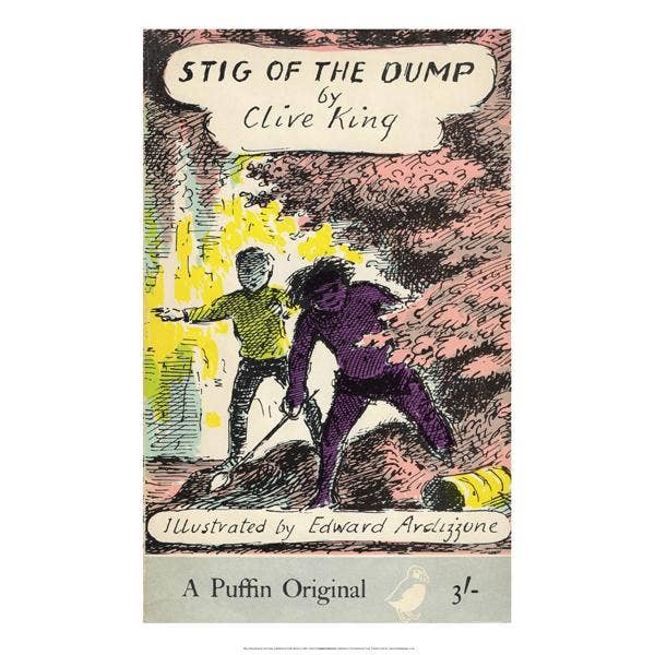 Stig of the Dump book cover poster, size A1 for wholesale by Bookish Design