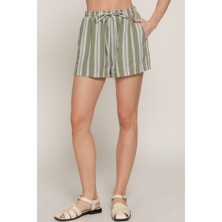 Paperdoll - Wholesale Shorts - Women's - STRIPE PRINT LINEN EFFECT SHORTS4