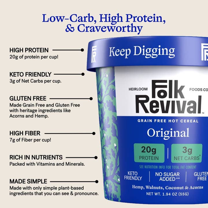 Folk Revival, LLC - Wholesale Breakfast Cereal - Original - Keto Instant 'Oatmeal'2