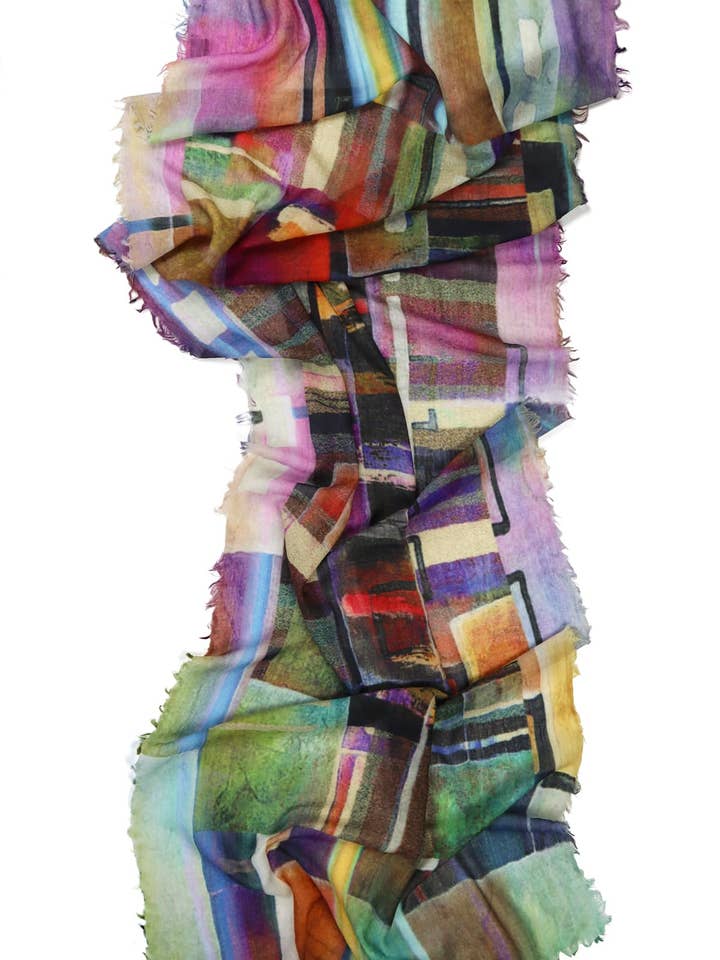 Sciarpa in lana merino Malena — inverno — pistacchio e viola per la vendita all'ingrosso da parte di SALTO