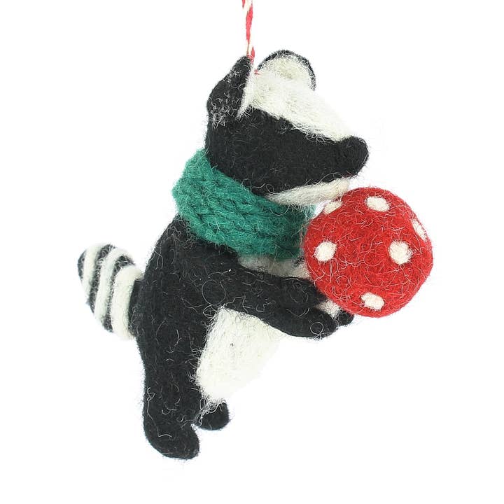 Badger with Mushroom Hanging Decoration for wholesale by Fiona Walker England