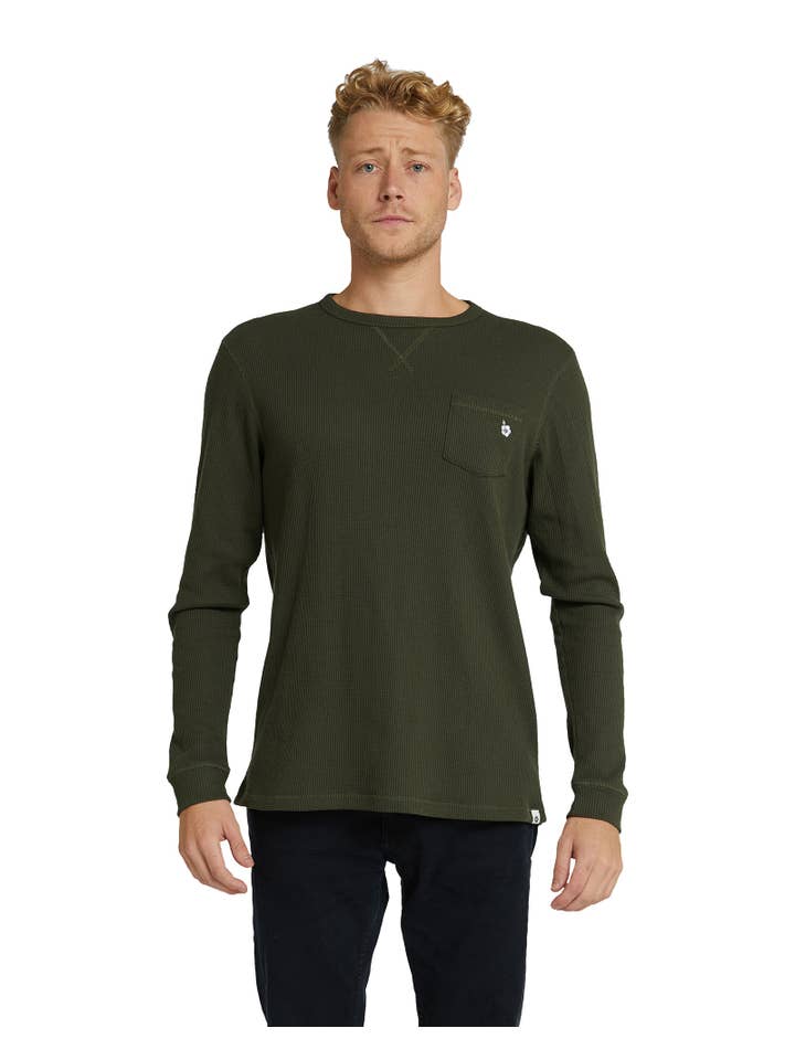 Okanui - Wholesale T-shirt – men's - Mens - Long Sleeve T's - Waffle - Companion - Moss2