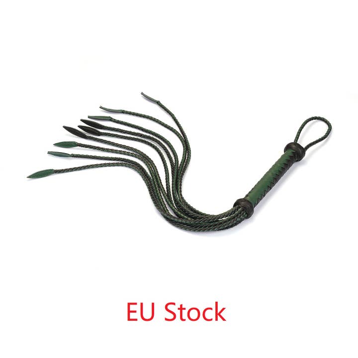 Liebe Seele – wholesale Sexleksaker – Mossy Chic grönt och svart läder Cat O' Nine Tails Whip