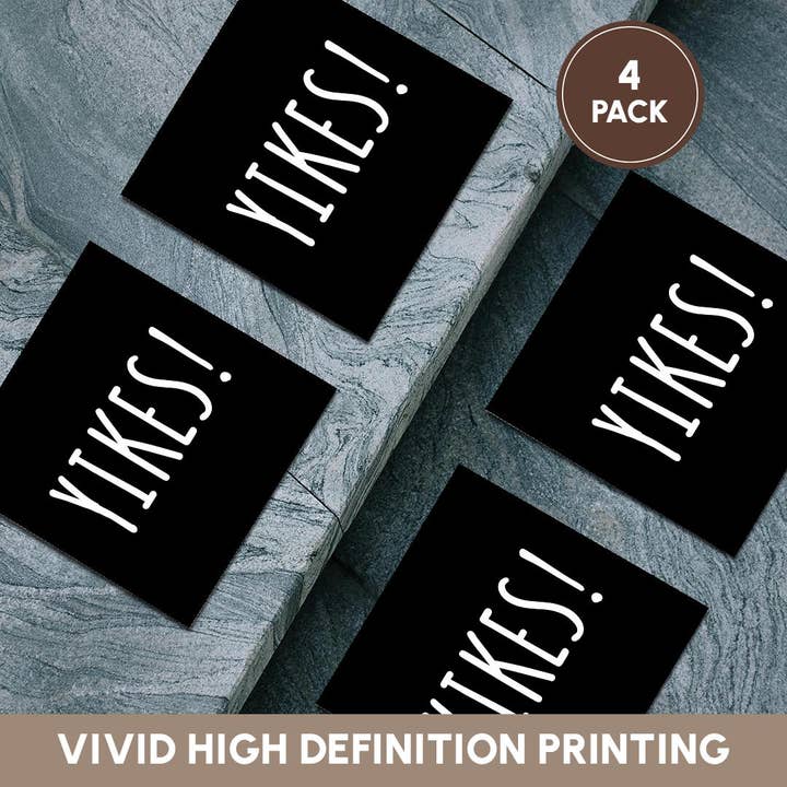 3dRose - Wholesale Coasters - 3dRose, Yikes. Bold white letters on a solid black background., Coaster5