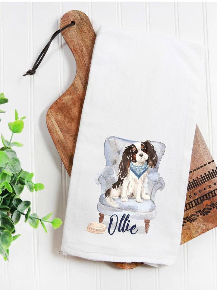 Custom King Charles Spaniel Dog Towel for wholesale by The Preppy Pineapple Home