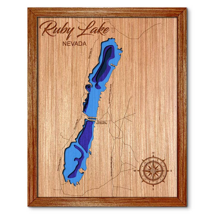 Ruby Lake, Nevada Djupkarta - Unik Heminredning Väggkonst för wholesale av Premier Gifts and More