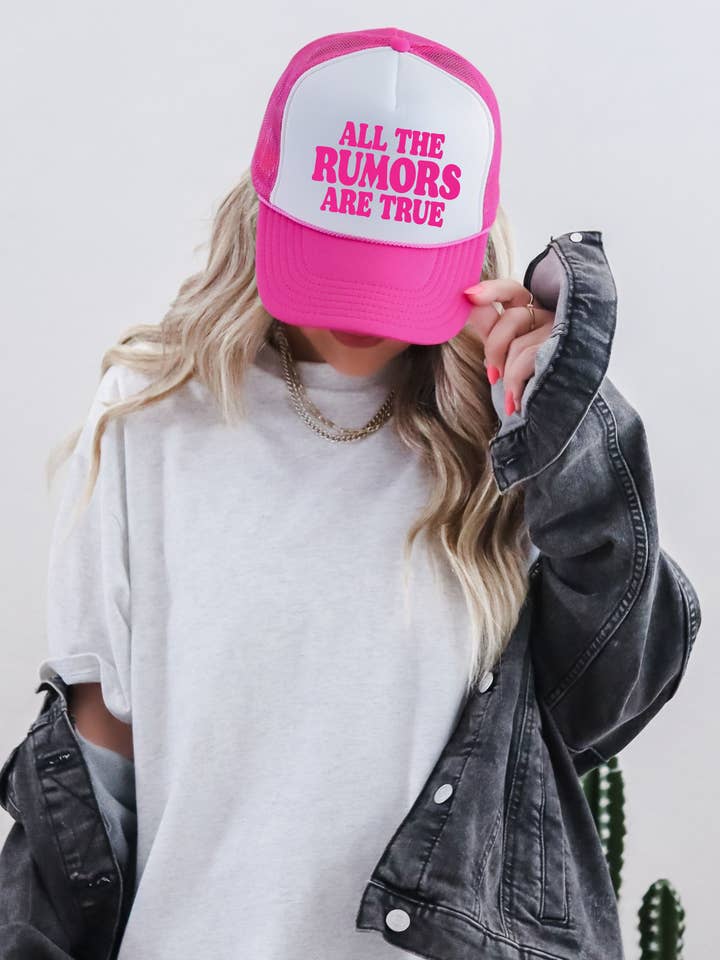 Toutes les rumeurs sont vraies TRUCKER CAP HOTPNKWHT pour la vente par Keep it Gypsy