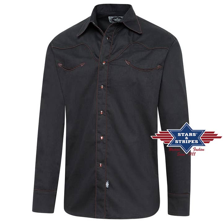 Stars & Stripes® - Vendita all'ingrosso Camicia button down - Uomo - Camicia western Jack Black con piping a contrasto3