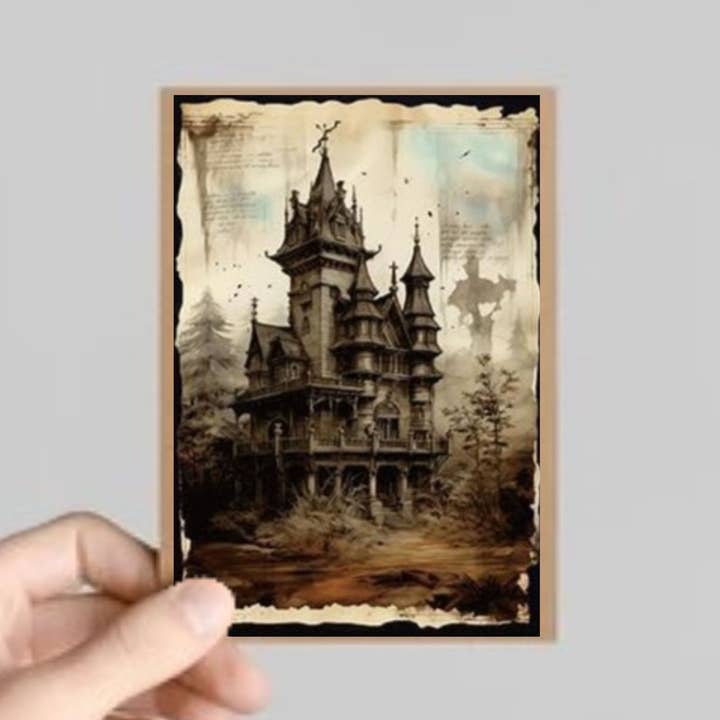 Set of 10 Spooky Gothic Decoupage Greeting Cards - Buildings for wholesale by Slightly Askew Art