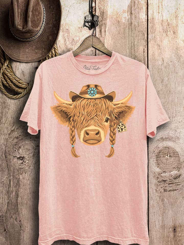Lotus Fashion Collection - Wholesale Screen Printed T-Shirt - Women's - Highland Cow Graphic Top6