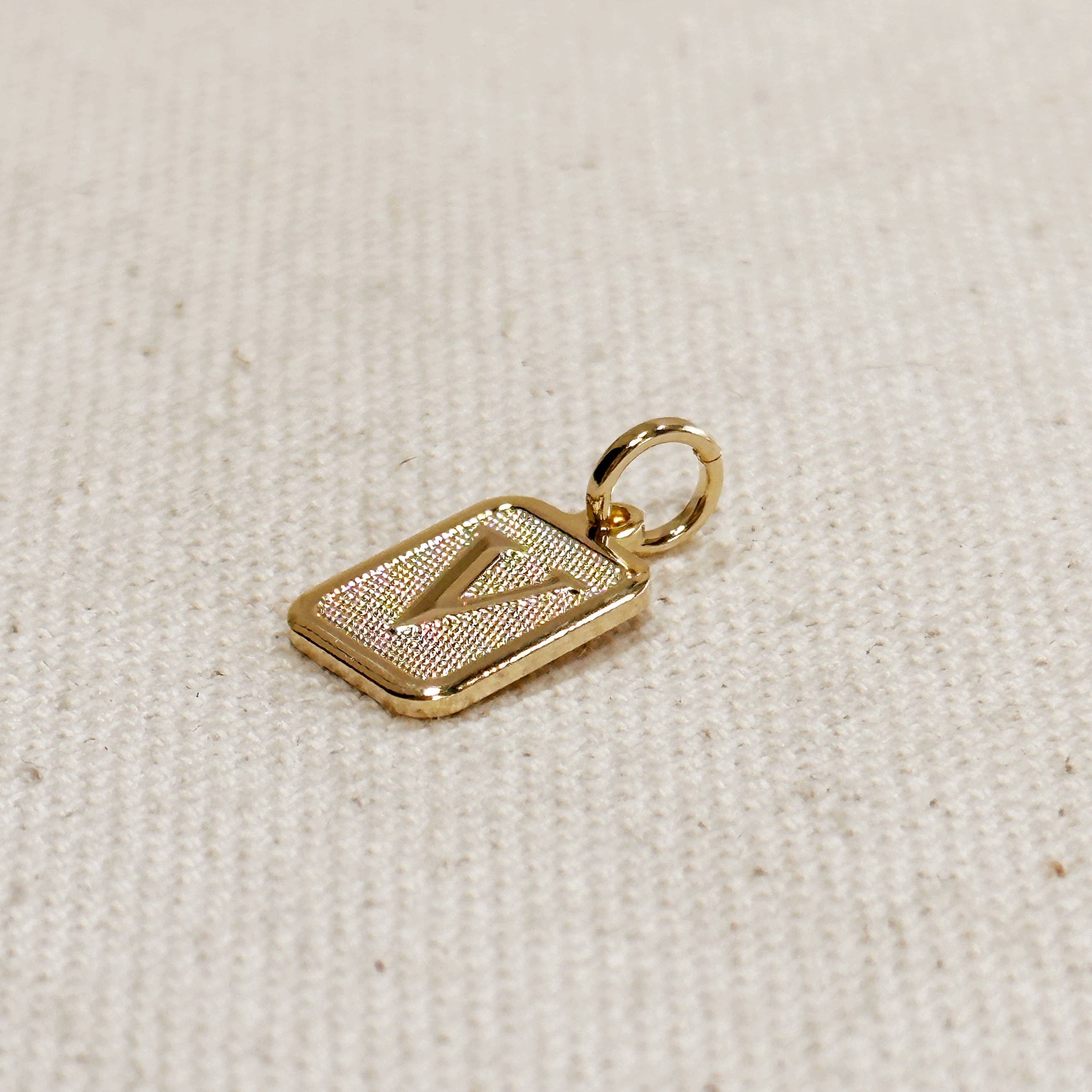 GoldFi - Wholesale Individual Charm/Pendant - Textured Initial Plate Pendant14