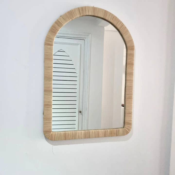 libitiishop - Wholesale Wall Mirror - Raffia mirror | handmade Moroccan mirror - Door shape
