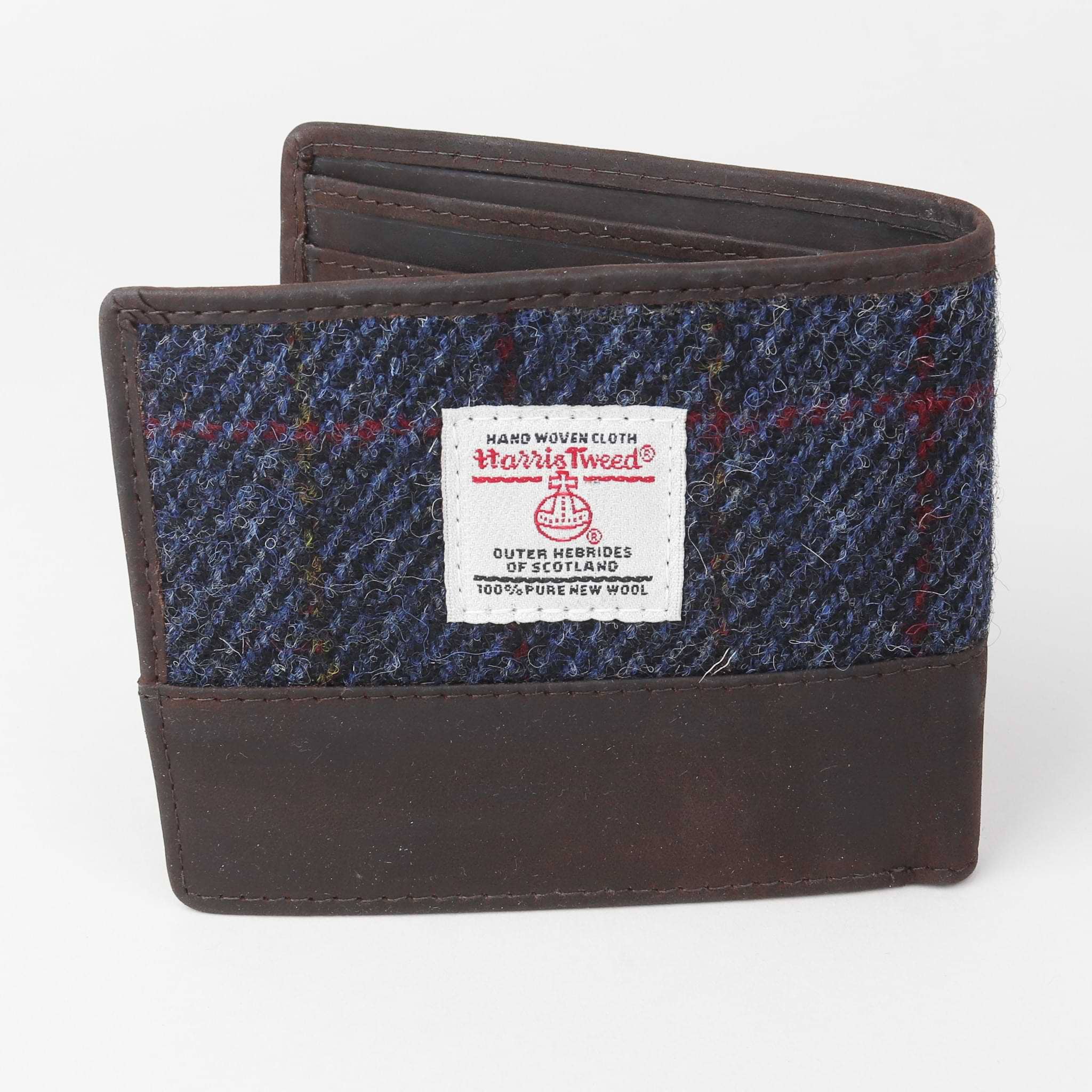 Sophos - Vendita all'ingrosso Portafogli - Uomo - Portafoglio blu Harris Tweed in pelle e lana vergine2
