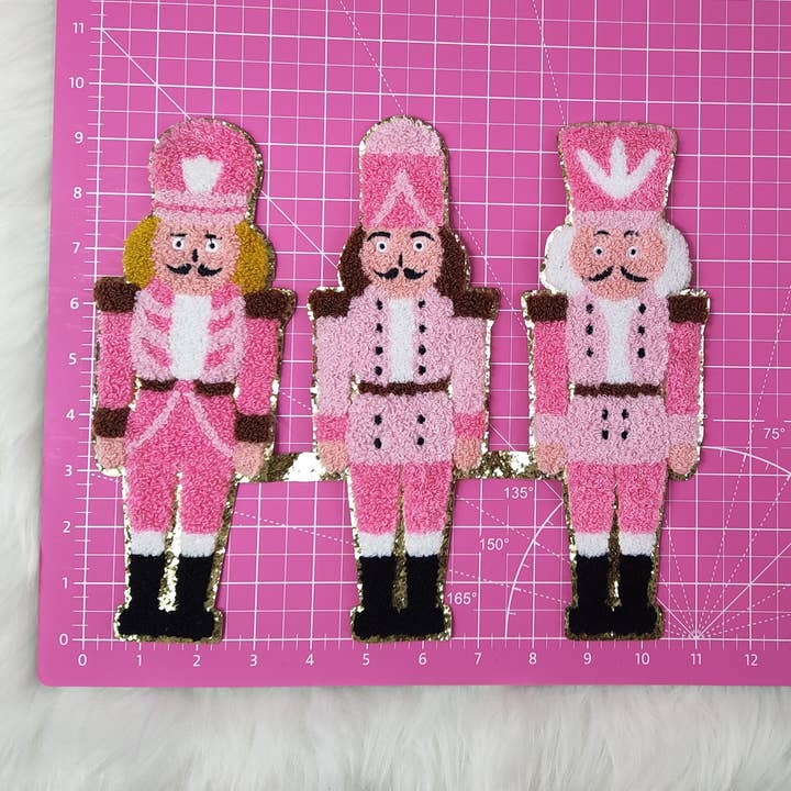 Scratch Decor - Wholesale Patch - Pink Nutcracker Chenille Gold Glitter Iron On Patch1