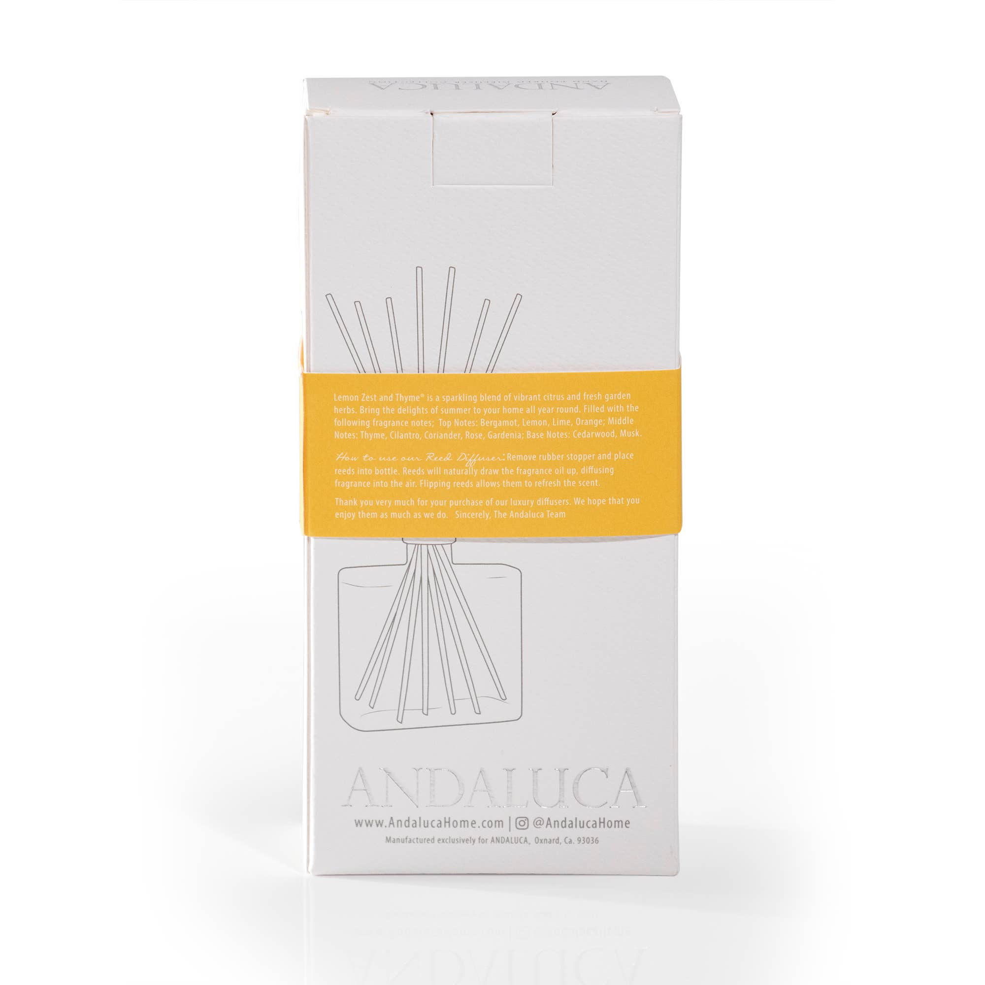 Andaluca - Wholesale Reed Diffuser - Lemon Zest and Thyme Botanical Reed Diffuser6