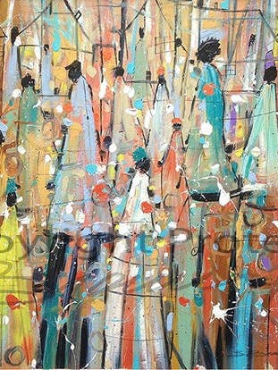 Our Colorful People Watercolor Print for wholesale by SBrownART