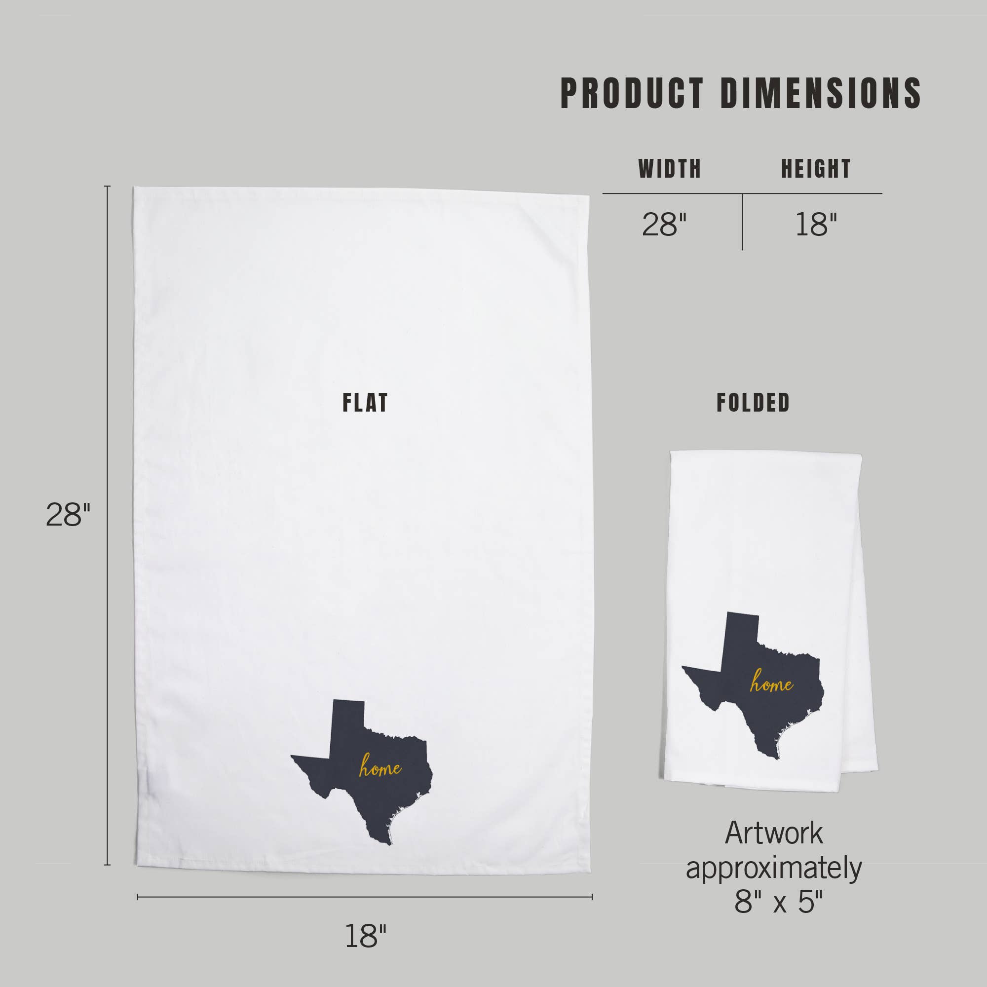 Lantern Press - Wholesale Tea Towel - ORGANIC TEA TOWEL Texas, Home State, Gray on White4