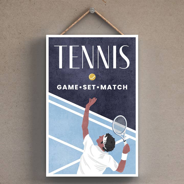 P1802 - Illustrazione di tennis, parte del nostro tema sportivo stampata per la vendita all'ingrosso da parte di Vivid Squid Wholesale