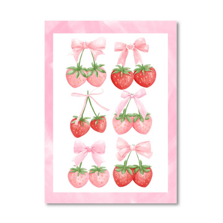 Postcard Stawberry bows for wholesale by Only Happy Things Stationery
