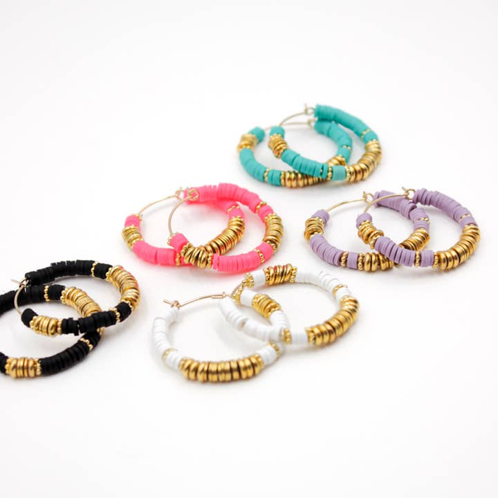 Lot de 5 Créoles gomme - VANESSA pour la vente par L'Atelier des Dames