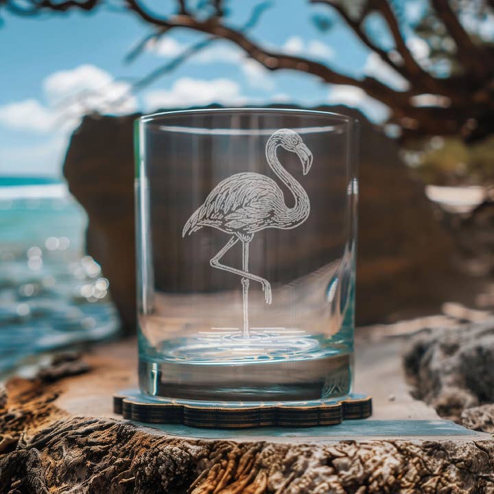 Flamingo Drinking Glasses for wholesale by Benoit's Design Co.