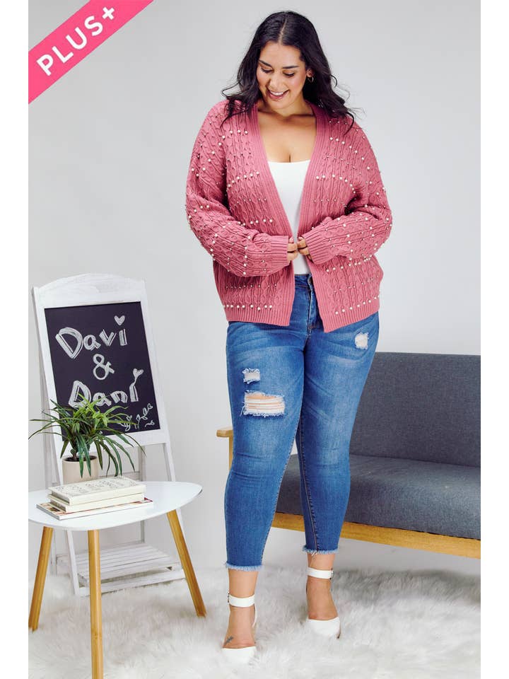 Davi & Dani - Wholesale Cardigan - Women's - PLUS PRINTED LONG SLEEVE CARDIGAN10