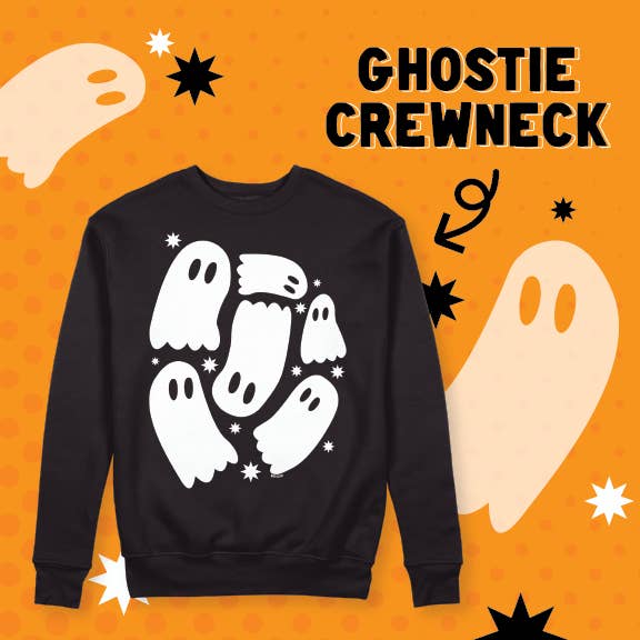Holiday Halloween Cute Ghost Screen Print Crewneck Sweater for wholesale by Articuh