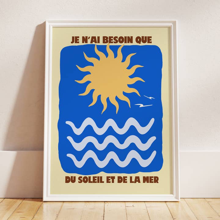 Le Soleil Et La Mer Sun And Sea Typography Print for wholesale by Tulastra Studio