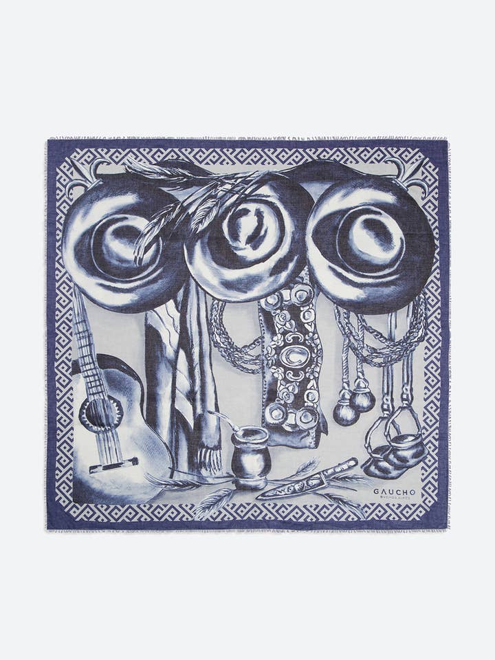 Ländlicher Schal in Blau für den Großhandel von Gaucho Buenos Aires