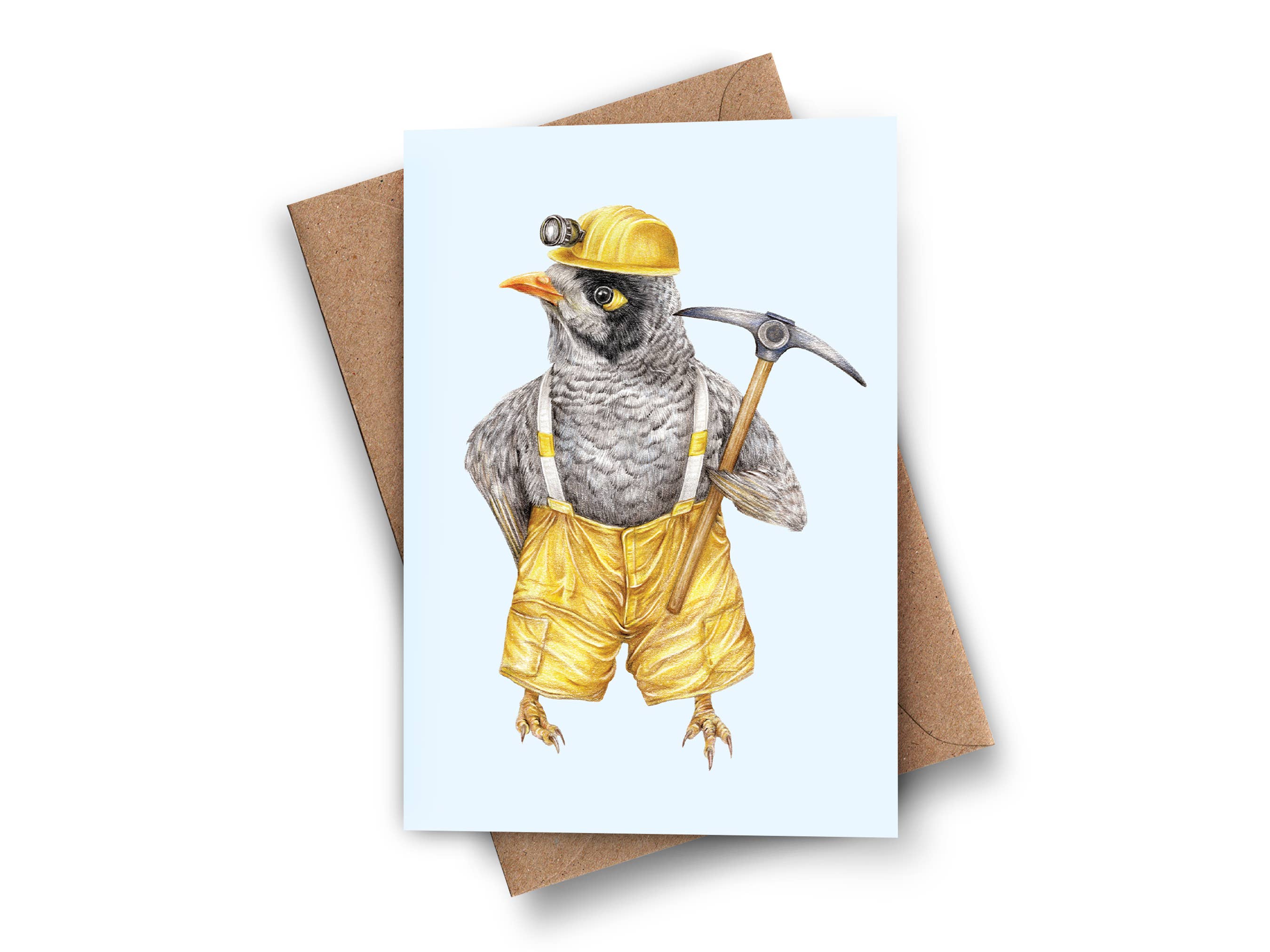Kayla Reay Design - Wholesale Everyday greeting card - Mike the Mining Noisy Miner Greeting Card - Funny Animal Art