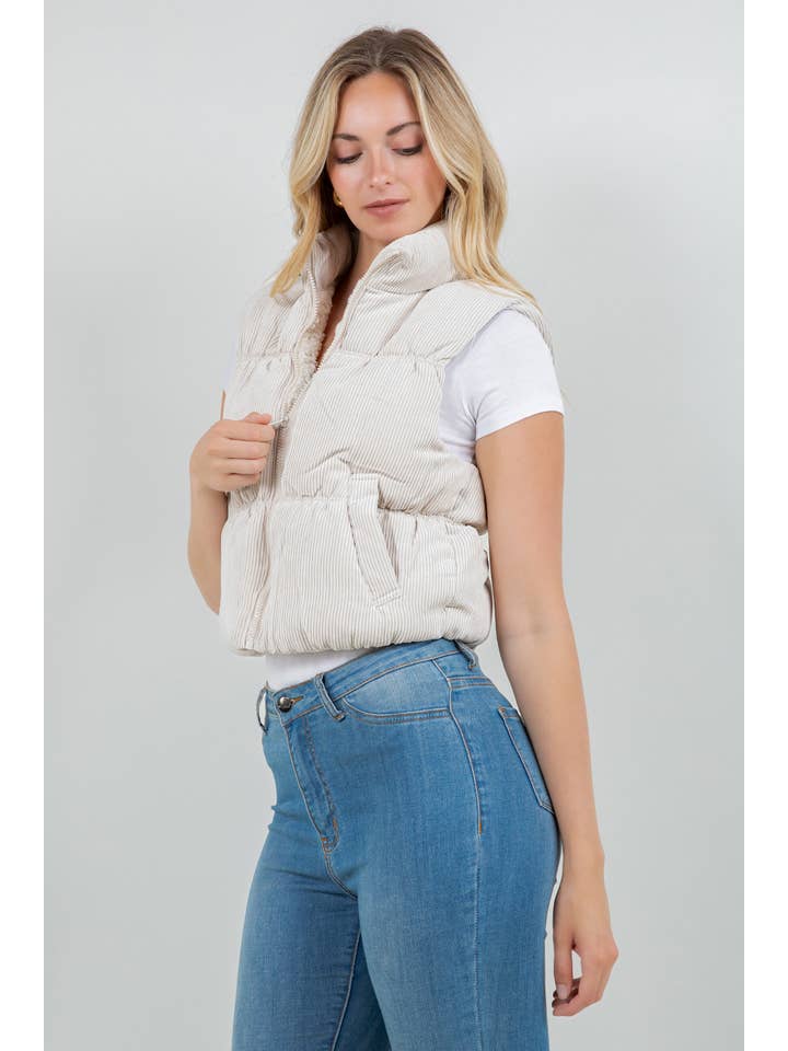 Veracci - Venta al por mayor Chaleco de abrigo - Mujer - Chaleco Vintage de Pana con Forro de Sherpa4