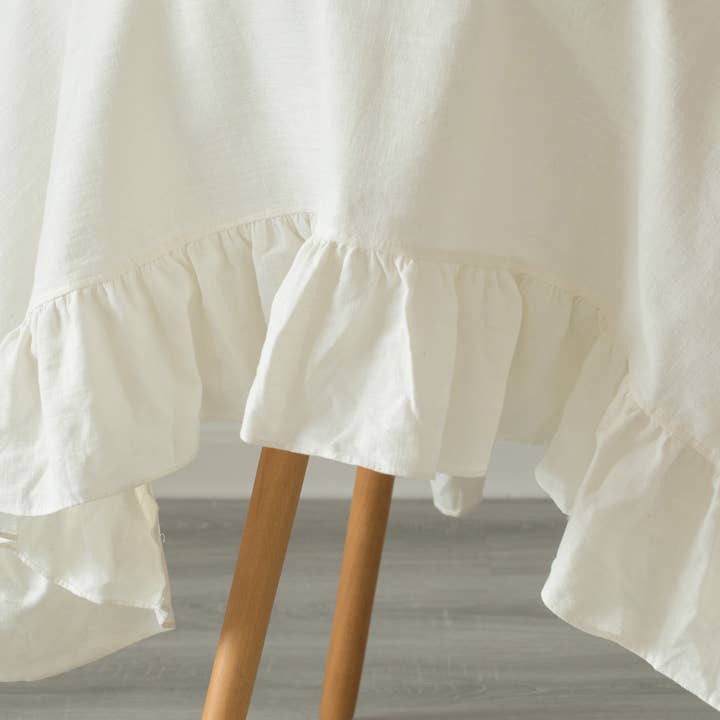 Quickway Imports - Wholesale Tablecloth - Deerlux 100% Pure Linen Washable Tablecloth with Ruffle Trim13