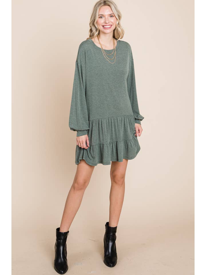 Emerald Collection - Wholesale Dress - Women's - ETK-8652-PL Plus Size Babydoll Tiered Ruffle Dress1