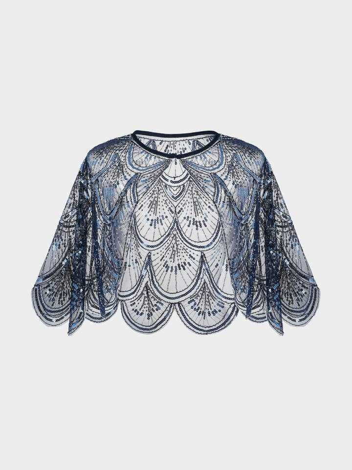 1920s Art Deco Scallop Sequin Shawl for wholesale by BABEYOND