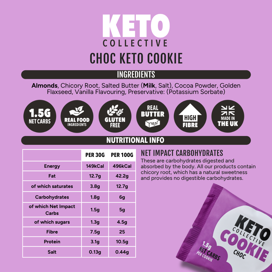 Keto Collective – wholesale Biscuit – KETO COOKIES - CHOC 1.5g NET CARBS - 30g COOKIE x122