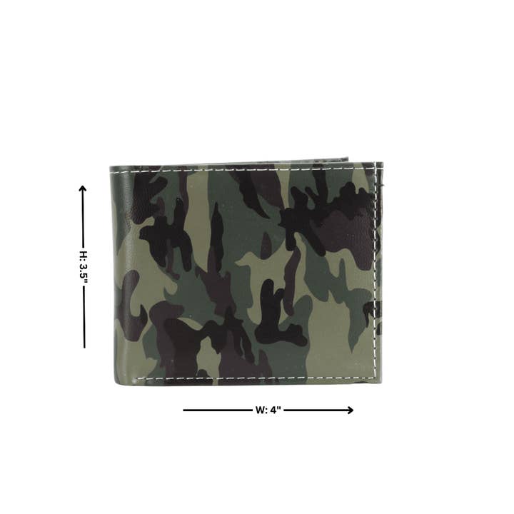 Leather Impressions Inc - Wholesale Wallet - Men's - Camouflage Vegan Leather Bi Fold Wallet