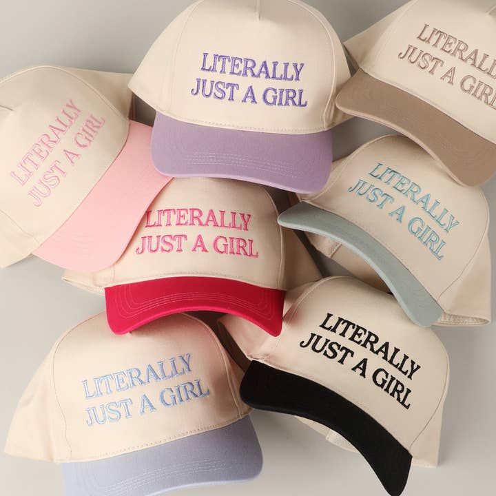 Fashion City - Wholesale Baseball Cap - Unisex - Literally Just A Girl Embroidery Two Tone Trucker Hat