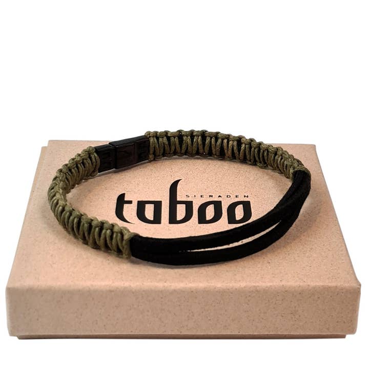 Taboo Herenarmband Mark Small, Oliv/Schwarz für den Großhandel von TABOO Sieraden
