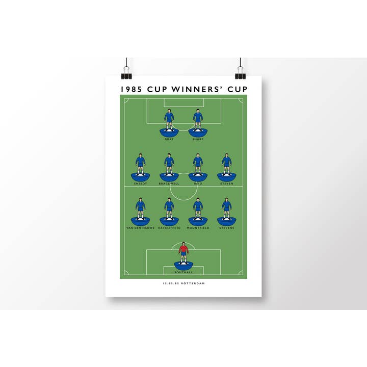 Poster della Coppa delle Coppe 1985 dell'Everton per la vendita all'ingrosso da parte di Matthew J I Wood Design & Illustration