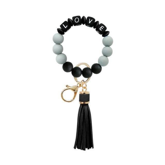 Sparkle Being - Wholesale Keychain Bracelet - LOVE Silicone Bracelet Beaded Bangle Wristlet Keychain