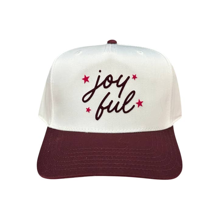 joyful (stars) - White/Maroon Classic Fit Hat for wholesale by Littlebrightbird