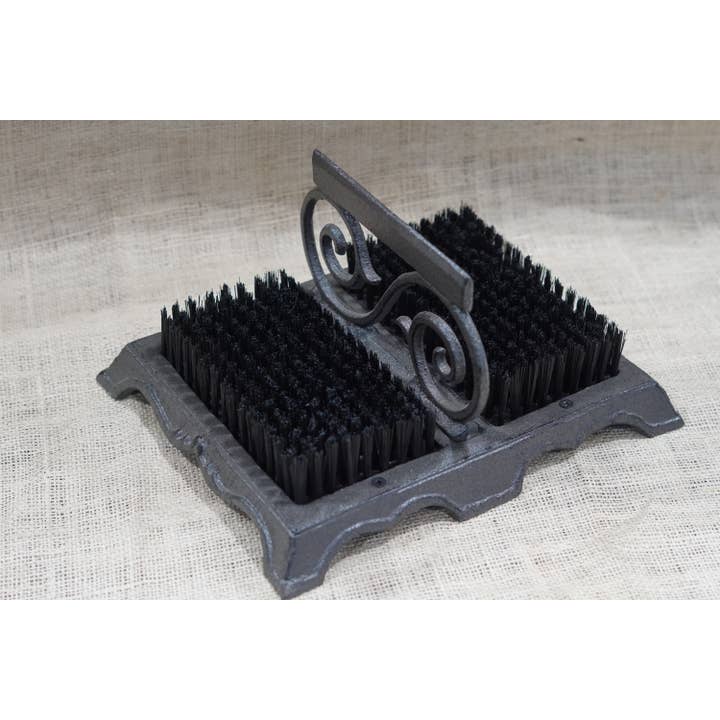 RUSTIC CAST IRON DOUBLE SCROLL BRUSH BOOT / SHOE SCRAPER for wholesale by Midwest Craft House