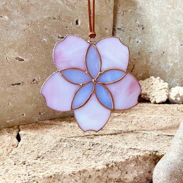 Colin Adrian Glass - Wholesale Suncatcher - Stained Glass Cherry Blossom (Sakura) 5" pink4