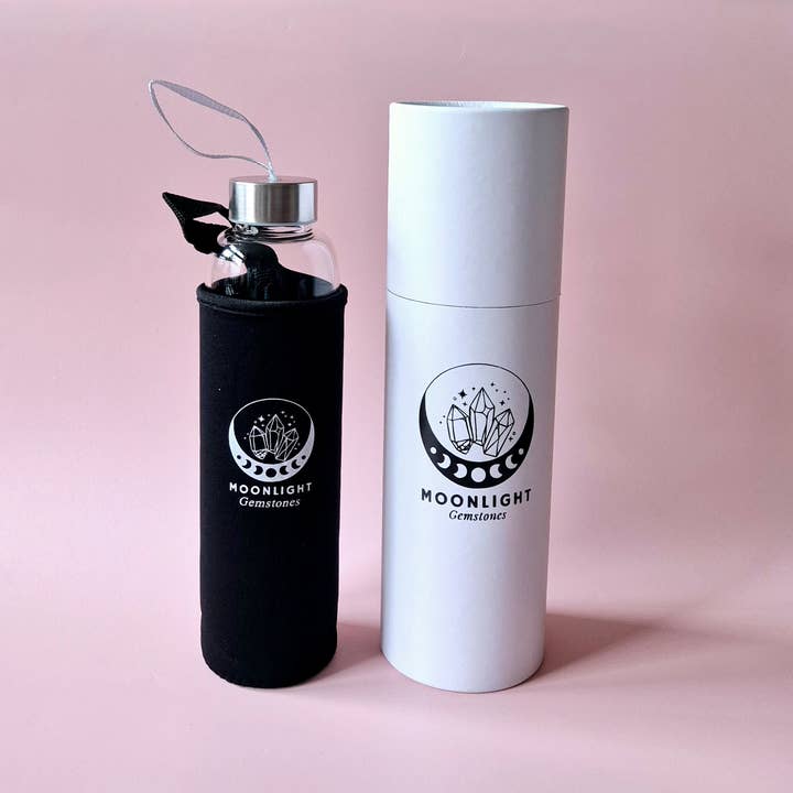 Moonlight Gemstones - Vendita all'ingrosso Borracce - Bottiglia d'Acqua in Vetro con Pietra Preziosa Cristallo di Rocca – 400 ml
