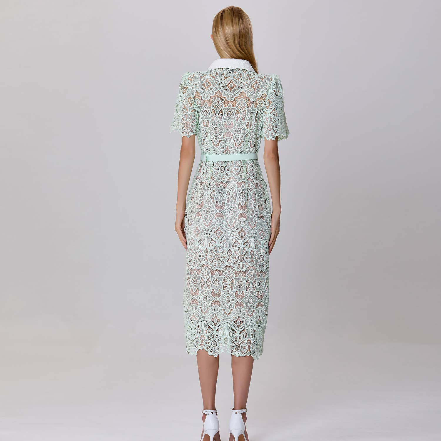 Smart and Joy - Wholesale Dress - Women's - Buttoned dress in sheer lace4