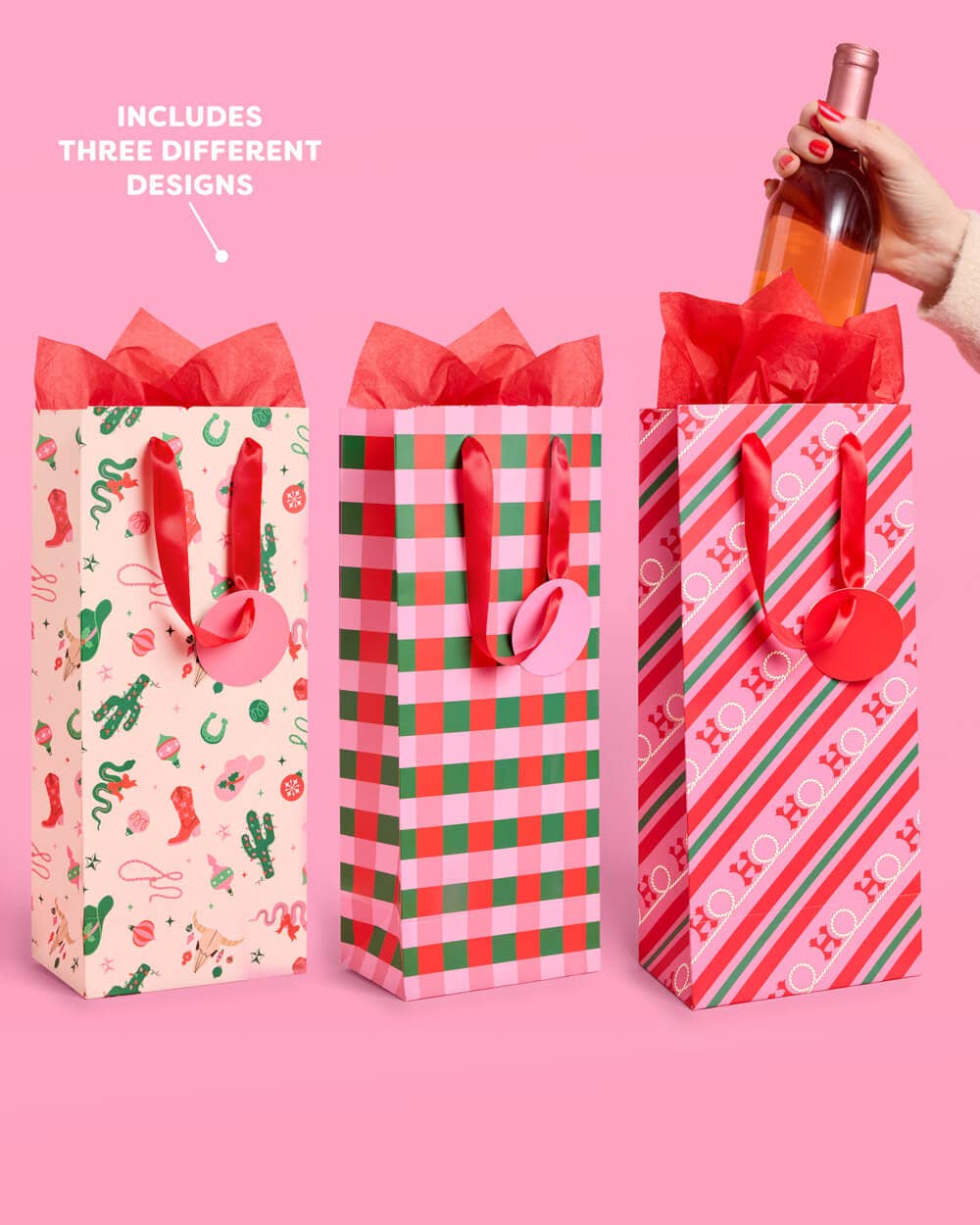 xo, Fetti - Wholesale Wine Gift Bag - HO-down Wine Gift Bag Set - 9 wine gift bags, western christmas 4