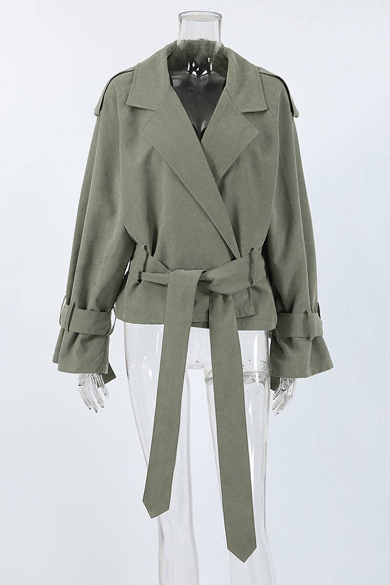 VERDE Trench corto con cintura in vendita all'ingrosso su Faire6