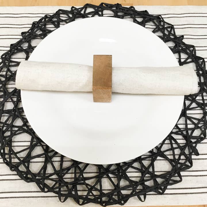 India Handicrafts Inc - Vente Rond de serviette - Anneau de serviette carré en bois de manguier3