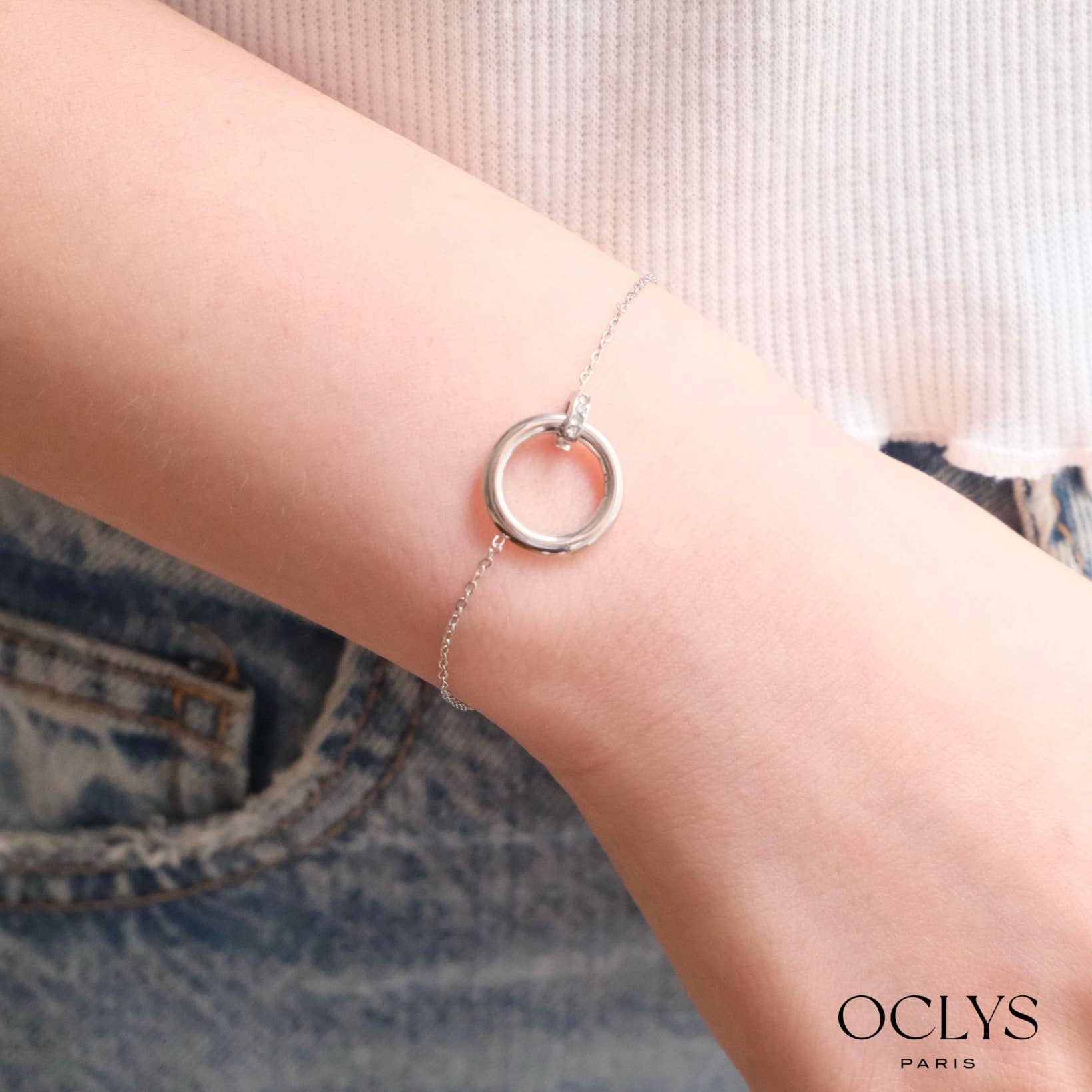 Oclys – Großhandel Glieder- & Kettenarmband – Edelstahlarmband mit Strassring Selena3