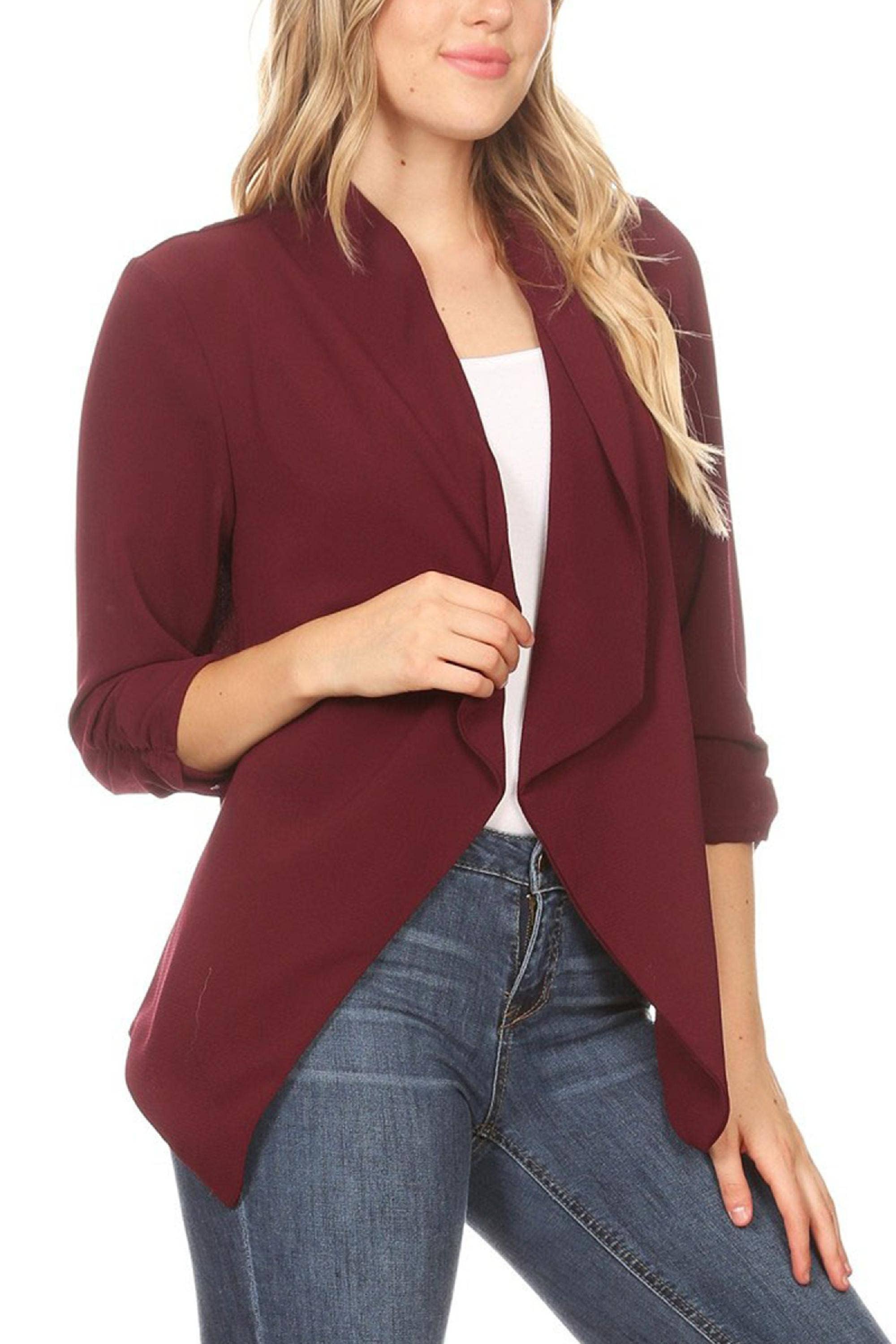 MOA COLLECTION - Wholesale Blazer - Women's - Women's Woven Casual Relaxed Fit Open Front Blazer Jacket10